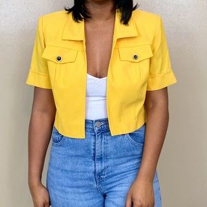 Vintage Yellow Cropped Jacket - Size 12